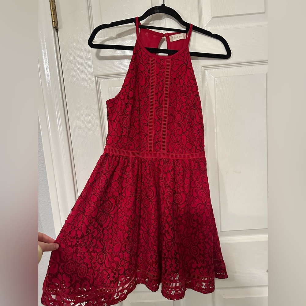 Red halter detailed dress (worn once)